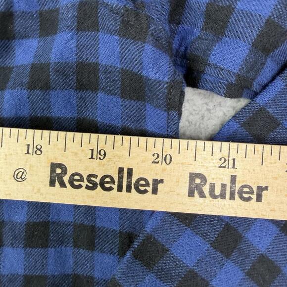 Madewell Slim Fit Long Sleeve Blue Black Plaid Flannel Button Up Shirt Women's L - Picture 8 of 11